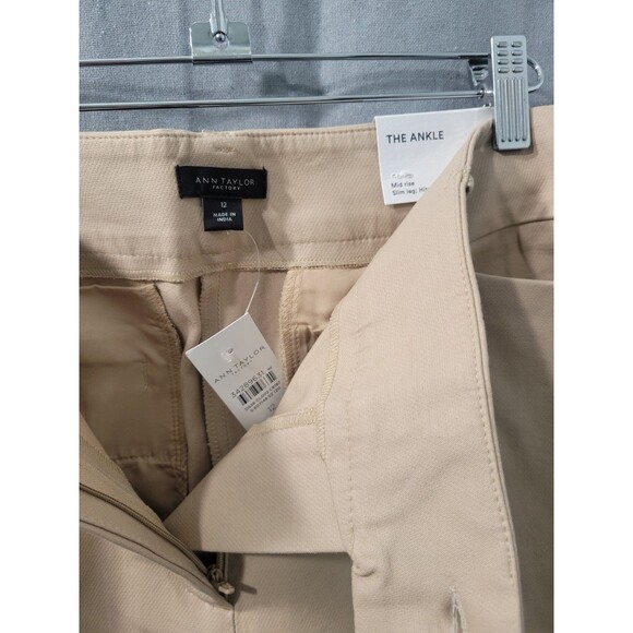 ANN TAYLOR The Ankle Pant Mid Rise Brown Light Slim leg  Size 12 - Picture 6 of 11